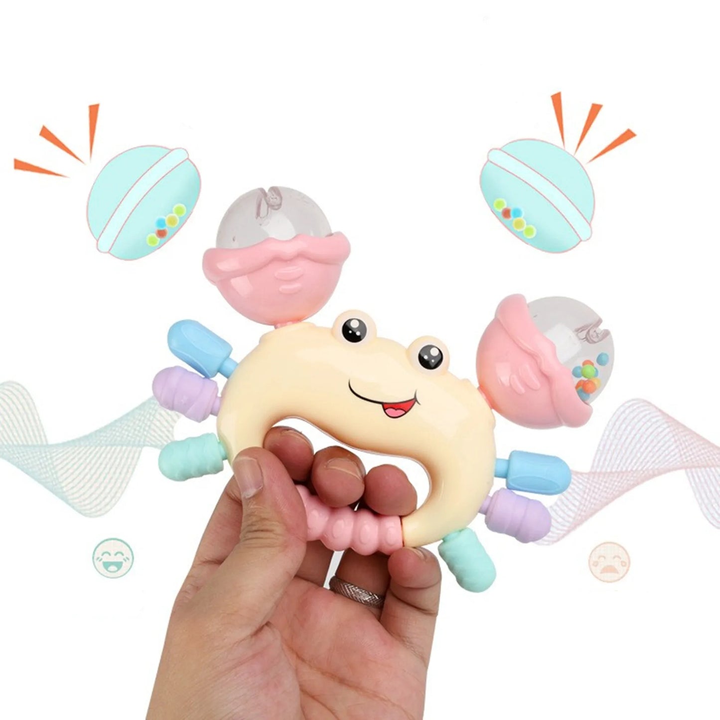 Montessori Crab Rattle Toy – Soft Teething Toy for Infants
