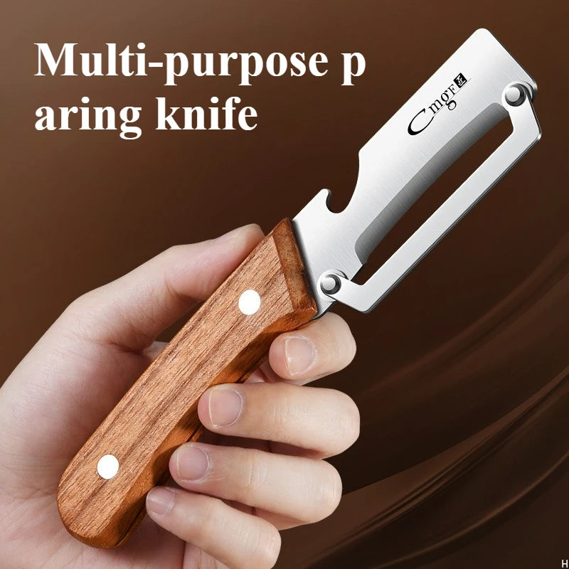 Stainless Steel Peeler Knife with Wooden Handle
